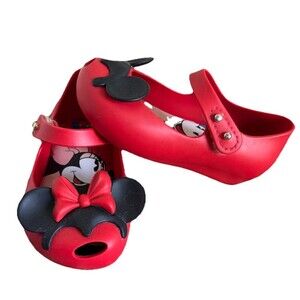 Mini Melissa Toddler Disney Red Minnie & Mickey Mouse Ears Mary Jane Shoes Sz 6